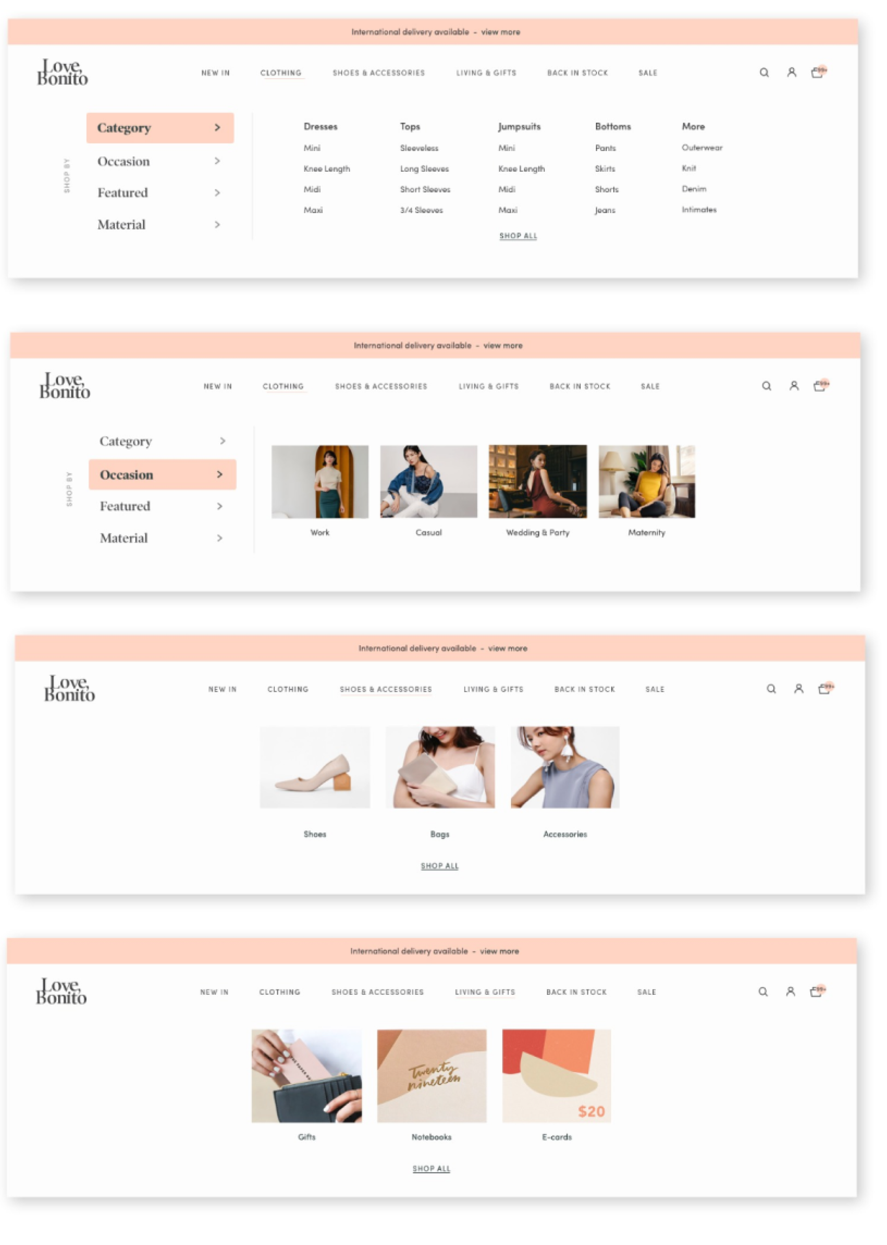 New mega menu navigation