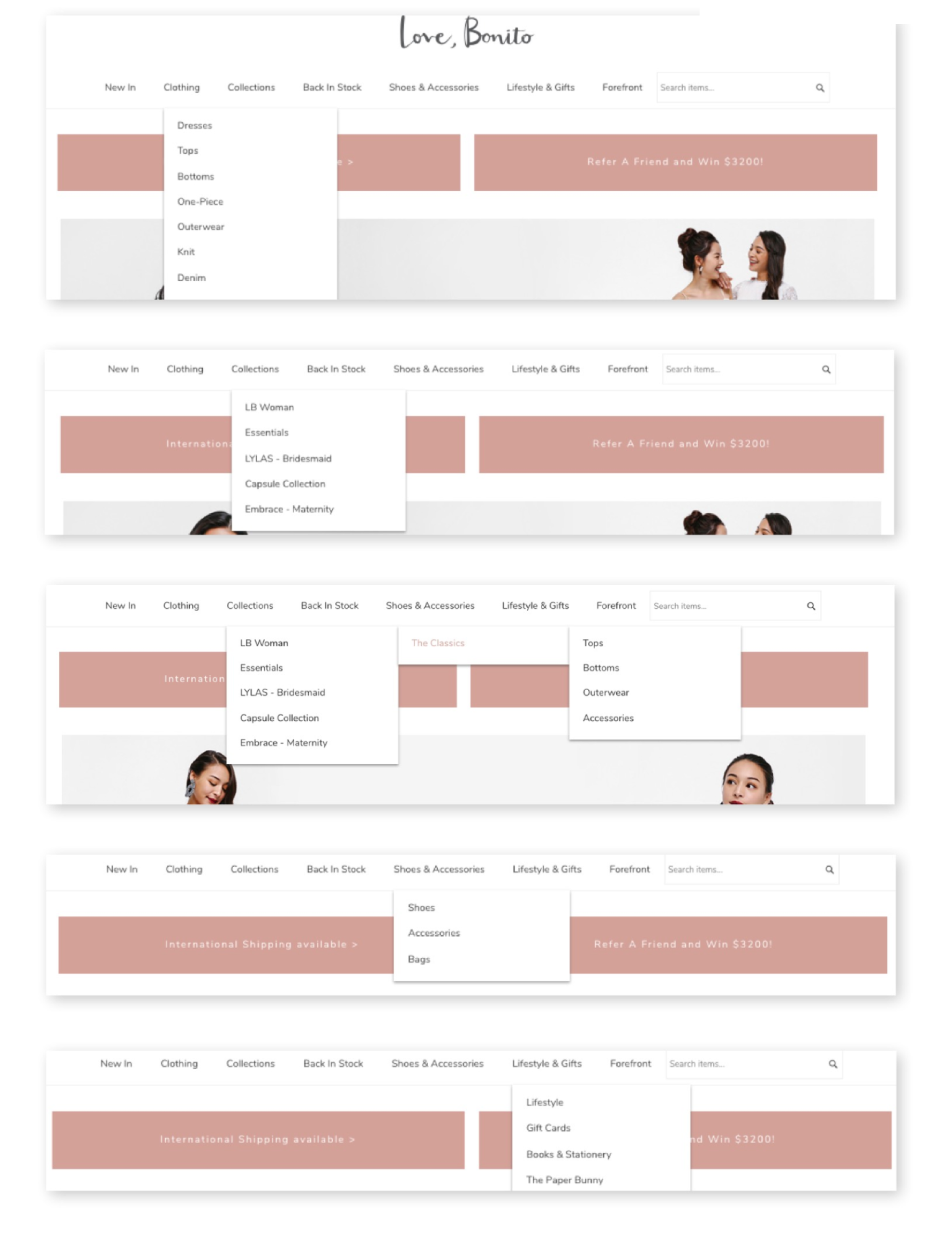Old dropdown navigation