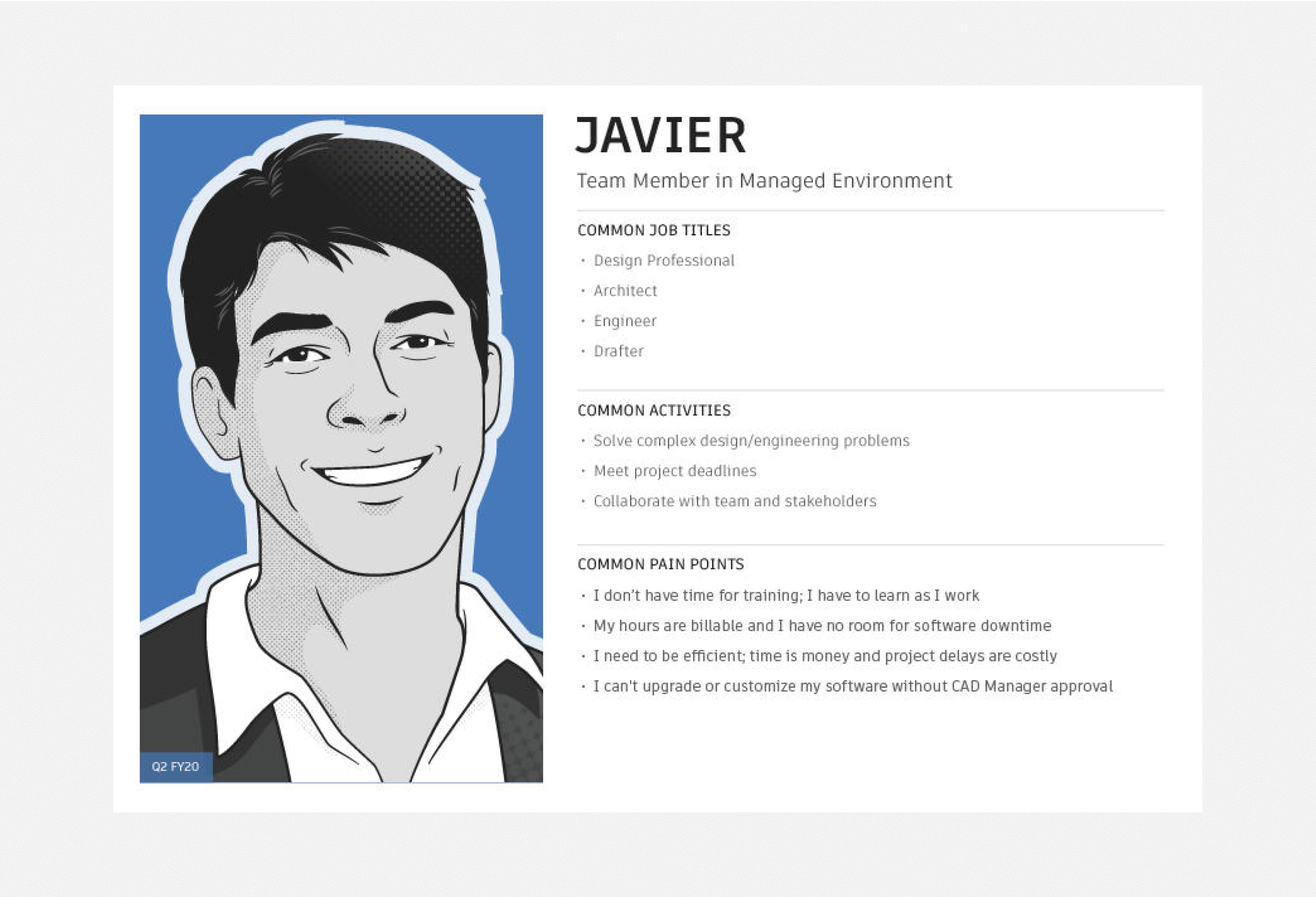 Javier — Team Member in Managed Environment persona card