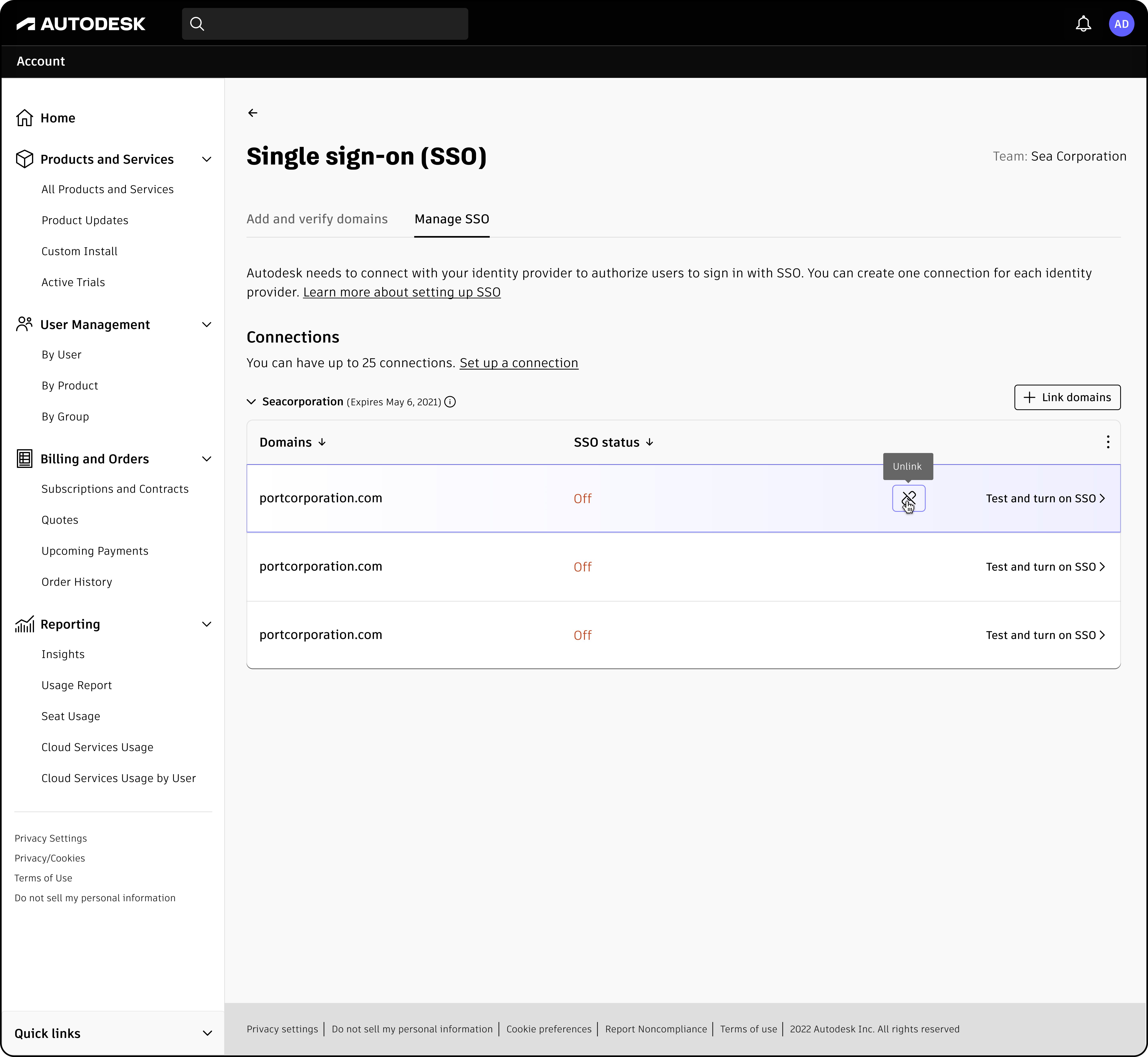 SSO self-service: safely disable or reconfigure a connection